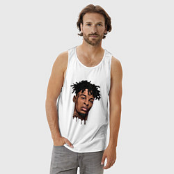 Майка мужская хлопок 21 Savage, цвет: белый — фото 2