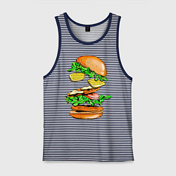 Майка мужская хлопок King Burger, цвет: синяя тельняшка