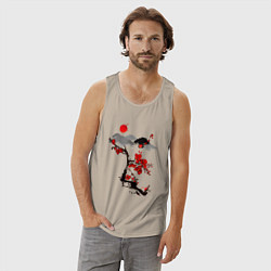 Майка мужская хлопок Рисунок Сакура, цвет: миндальный — фото 2