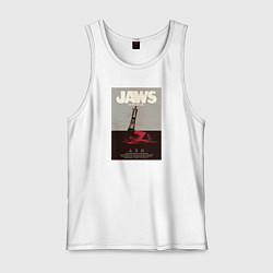 Майка мужская хлопок Челюсти Jaws, цвет: белый