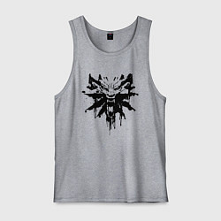 Майка мужская хлопок The Witcher подтеки лого, цвет: меланж