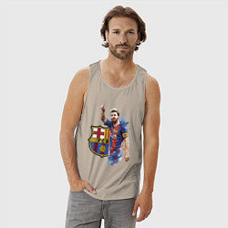 Майка мужская хлопок Lionel Messi Barcelona Argentina!, цвет: миндальный — фото 2