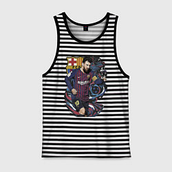 Майка мужская хлопок Messi Barcelona Argentina Striker, цвет: черная тельняшка
