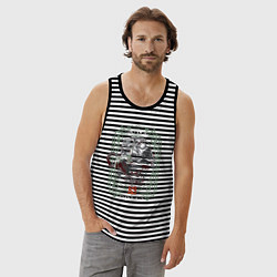 Майка мужская хлопок ПУДЖ ДОТА 2 PUDGE DOTA 2, цвет: черная тельняшка — фото 2