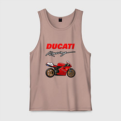 Майка мужская хлопок DUCATI ДУКАТИ MOTOSPORT, цвет: пыльно-розовый