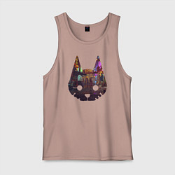 Майка мужская хлопок Stray: City Cat, цвет: пыльно-розовый