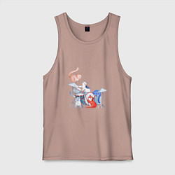 Майка мужская хлопок Кошачья группа, цвет: пыльно-розовый