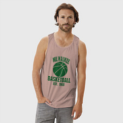 Майка мужская хлопок Milwaukee Basket, цвет: пыльно-розовый — фото 2