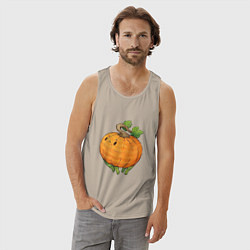 Майка мужская хлопок Недовольная тыква, цвет: миндальный — фото 2