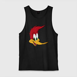 Майка мужская хлопок Дятел Вуди лицо, цвет: черный