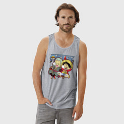 Майка мужская хлопок Малыши Зоро и Луффи One Piece, цвет: меланж — фото 2