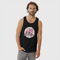 Майка мужская хлопок Be happy Будь счастлив, цвет: черный — фото 2