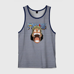 Майка мужская хлопок Усопп One Piece Большой куш, цвет: синяя тельняшка