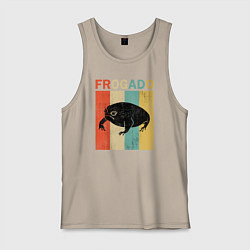 Майка мужская хлопок Дождевая жаба Frog Avocado, цвет: миндальный