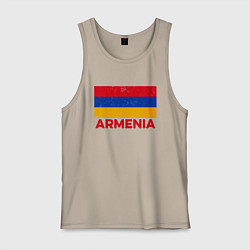 Майка мужская хлопок Armenia Flag, цвет: миндальный