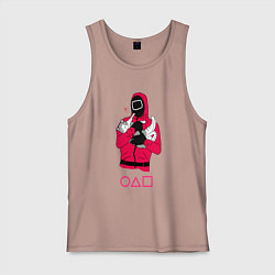 Майка мужская хлопок Игра в кальмара - милый котик, цвет: пыльно-розовый