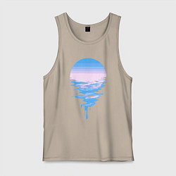 Майка мужская хлопок Луна море, цвет: миндальный