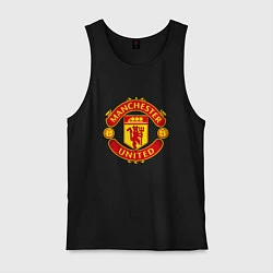 Майка мужская хлопок Манчестер Юнайтед логотип, цвет: черный