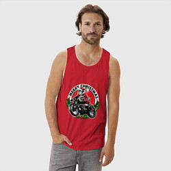 Майка мужская хлопок Santa Bikеr, цвет: красный — фото 2