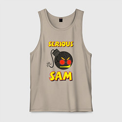 Майка мужская хлопок Serious Sam Bomb Logo, цвет: миндальный