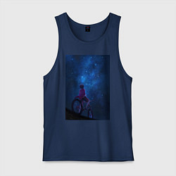 Майка мужская хлопок Взгляд на небо, цвет: тёмно-синий