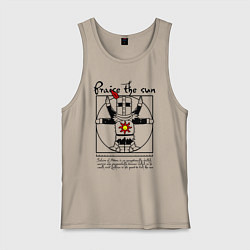 Майка мужская хлопок Dark Souls - Praise the Sun!, цвет: миндальный