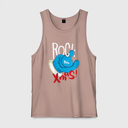 Майка мужская хлопок Blue mittens Rock this xmas, цвет: пыльно-розовый
