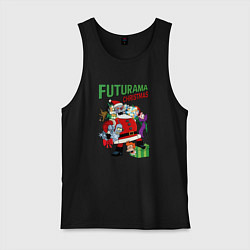 Майка мужская хлопок Christmas Futurama, цвет: черный