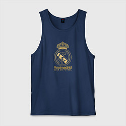 Майка мужская хлопок Real Madrid gold logo, цвет: тёмно-синий