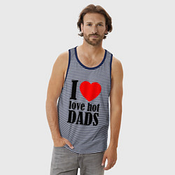 Майка мужская хлопок I LOVE HOT DADS, цвет: синяя тельняшка — фото 2