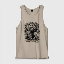 Майка мужская хлопок Истинный хозяин Русского леса, цвет: миндальный