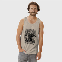 Майка мужская хлопок Истинный хозяин Русского леса, цвет: миндальный — фото 2