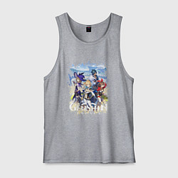 Майка мужская хлопок ГЕРОИ В ТЕВАЙТЕ ГЕНШИН ИМПАКТ, цвет: меланж