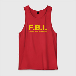 Майка мужская хлопок FBI Женского тела инспектор, цвет: красный
