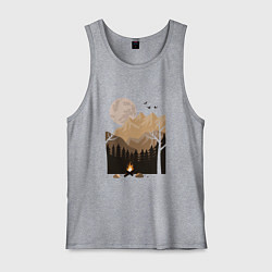 Майка мужская хлопок Туристический поход в лесу, цвет: меланж