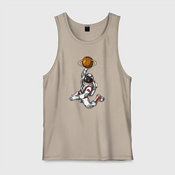 Майка мужская хлопок Космический баскетболист, цвет: миндальный