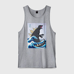 Майка мужская хлопок Godzilla in The Waves Eastern, цвет: меланж