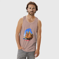 Майка мужская хлопок Путешествие Санкт-Петербург Россия, цвет: пыльно-розовый — фото 2