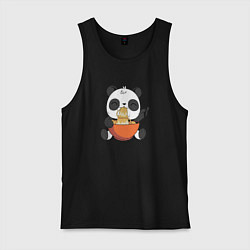 Майка мужская хлопок Cute Panda Eating Ramen, цвет: черный