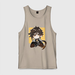 Майка мужская хлопок Задумчивый Чжун Ли, цвет: миндальный