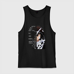 Майка мужская хлопок Великий из бродячих псов, Дазай Осаму цитата о суд, цвет: черный