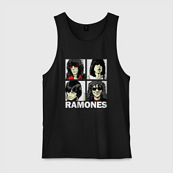 Майка мужская хлопок Ramones, Рамонес Портреты, цвет: черный