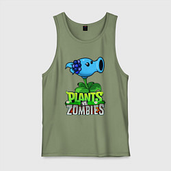 Майка мужская хлопок Plants vs Zombies Морозный Горох, цвет: авокадо