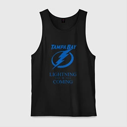 Майка мужская хлопок Tampa Bay Lightning is coming, Тампа Бэй Лайтнинг, цвет: черный