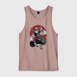 Майка мужская хлопок Тенген Японский стиль, цвет: пыльно-розовый