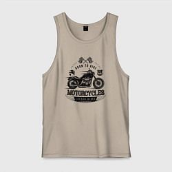 Майка мужская хлопок Motorcycle Born to ride, цвет: миндальный