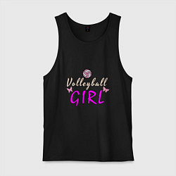 Майка мужская хлопок Volleyball - Girl, цвет: черный