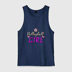 Майка мужская хлопок Volleyball - Girl, цвет: тёмно-синий