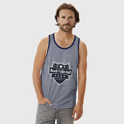 Майка мужская хлопок Beach Volleyball Team, цвет: синяя тельняшка — фото 2