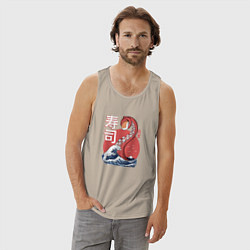 Майка мужская хлопок Kraken Kawaii Sushi, цвет: миндальный — фото 2